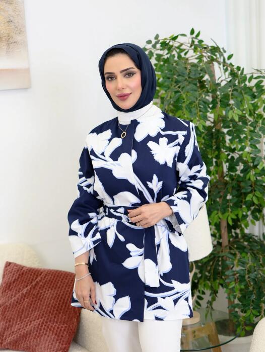 جاكيت كفرديني بنقشه-كحلي-2 image 1