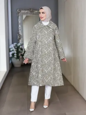 جاكيت طويل من البوبلين-كاكي-2 image 0