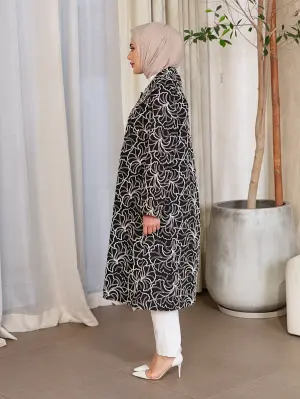 جاكيت طويل من البوبلين-اسود-2 image 1
