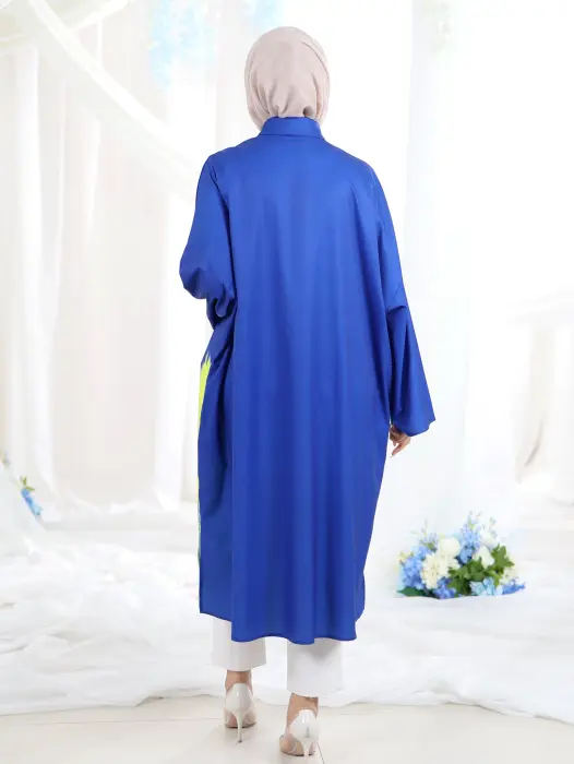 Long crepe shirt - Slate Blue - FS image 2