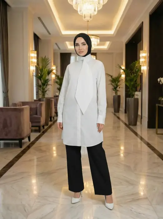 قميص من القطن مع وشاح image 3
