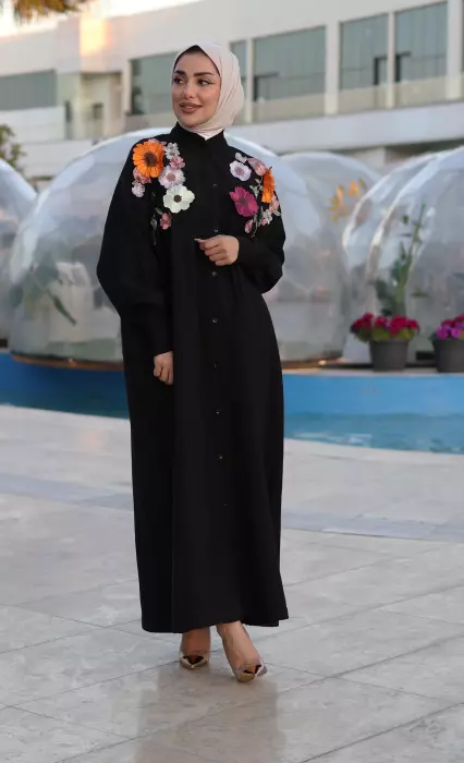 فستان من قماش التنسل - اسود - FS image 0