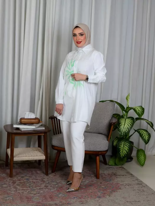 قميص أنيق من الكريب الناعم - اوف وايت - 2 image 3