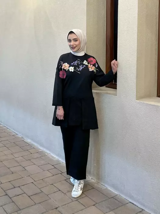 بلوزة أنيقة من التريكو - اسود - 2 image 1