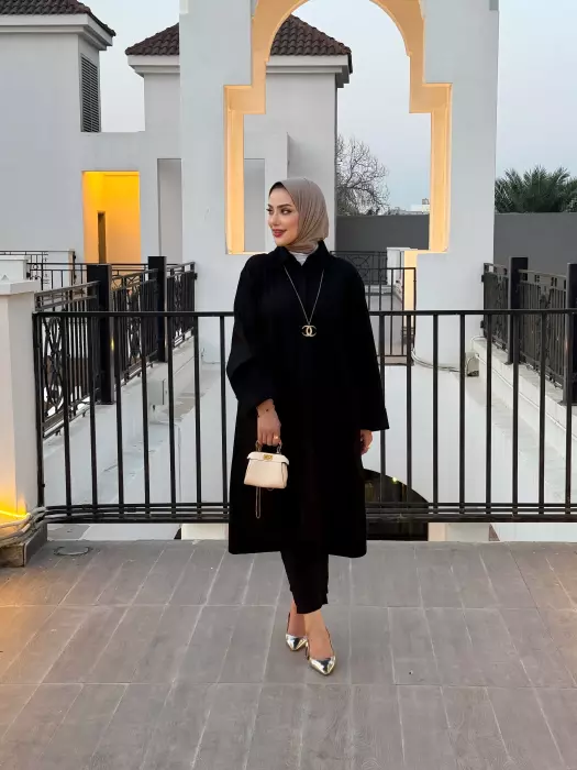 قميص طويل من الشامواه - اسود - 1 image 1