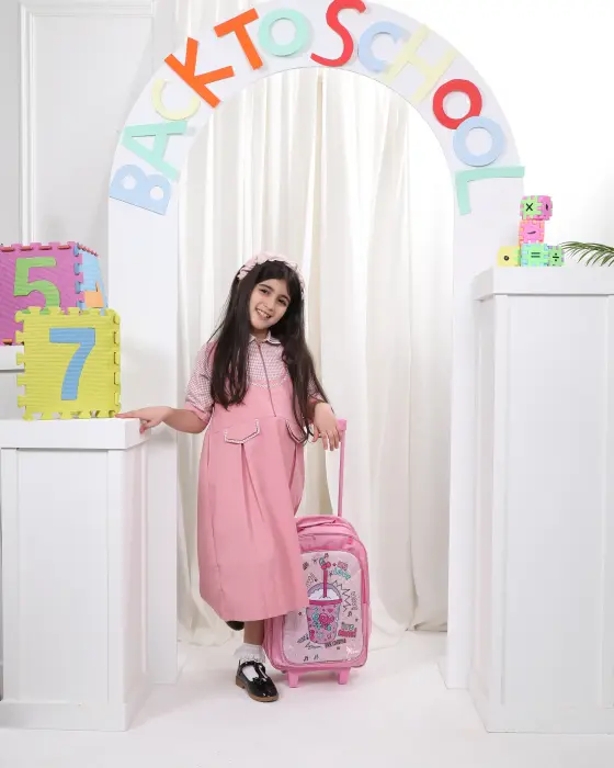 Full school uniform with half sleeves and a hoodie - Pink - 5 image 2