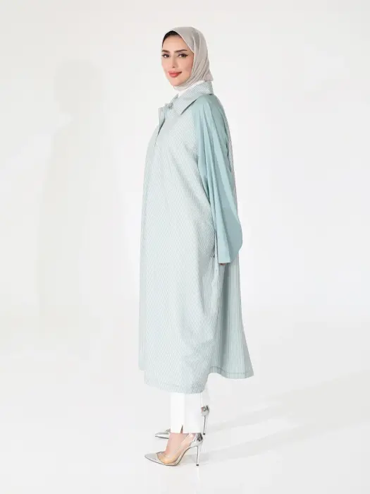 فستان قصير مخطط للمحجبات image 1