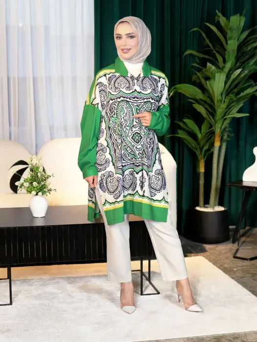 Distinctive cotton shirt - Green - FS image 0