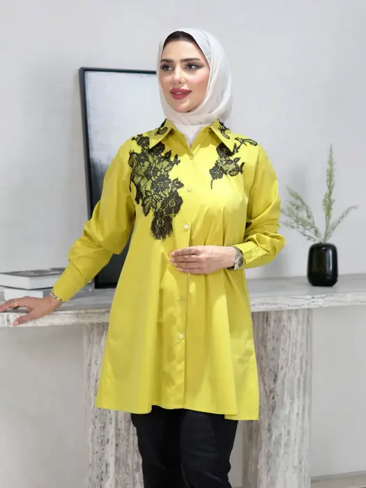 قميص قطني مع دانتيل image 5