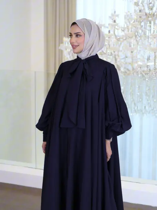 Short dress with scarf - Gray - FS image 6