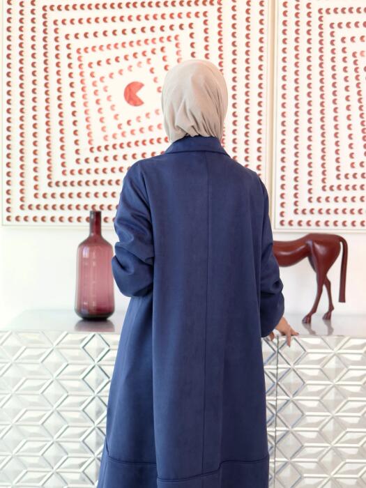 قميص طويل من خام الشامواه-كحلي-1 image 3