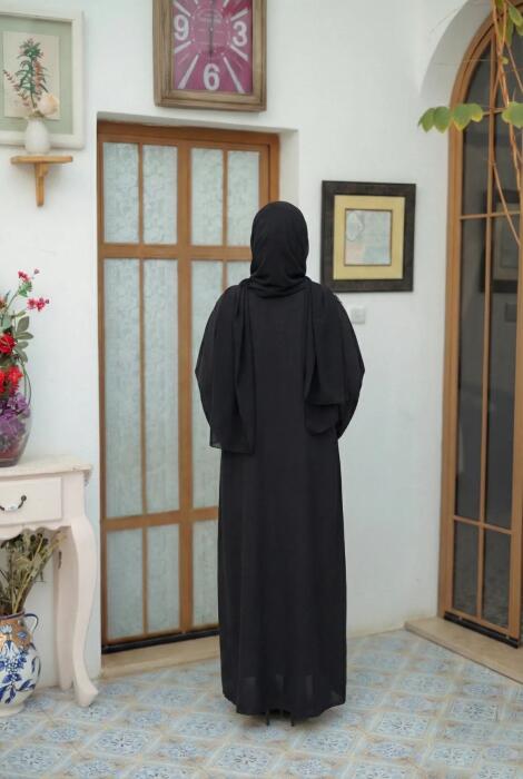 جاكيت طويل مفتوح - اسود - FS image 1