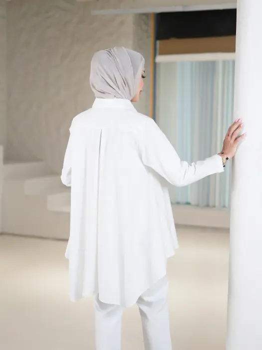 قميص قطني نسائي مع ورد-ابيض-5 image 3