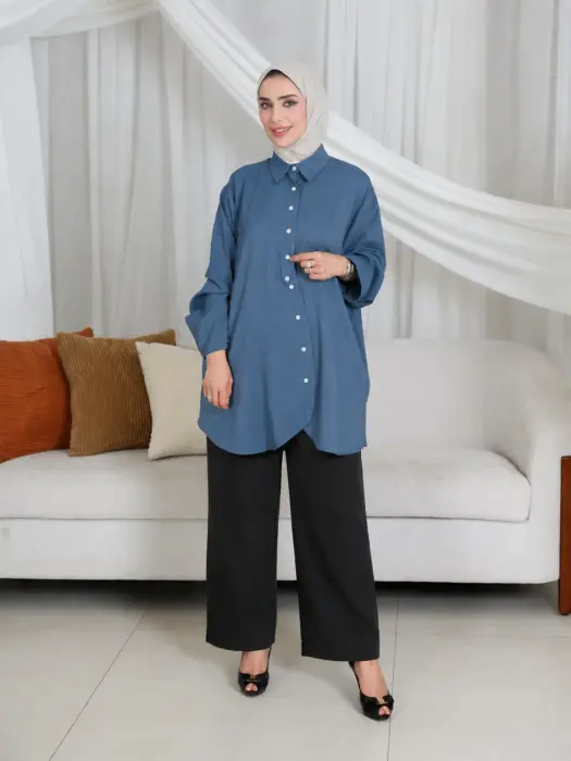 قميص كاجوال مخطط-تركواز-FS image 0