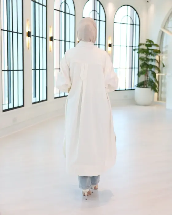 قميص طويل بقصة واسعة-اوف وايت-FS image 2