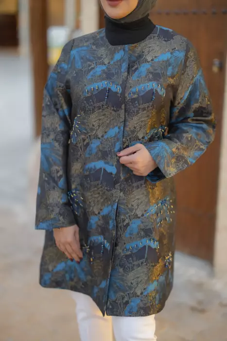 جاكيت طويل من قماش الجاكار image 3