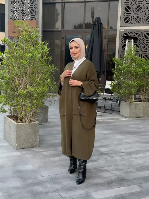 جاكيت شتوي مع طباعة - زيتي - FS image 1