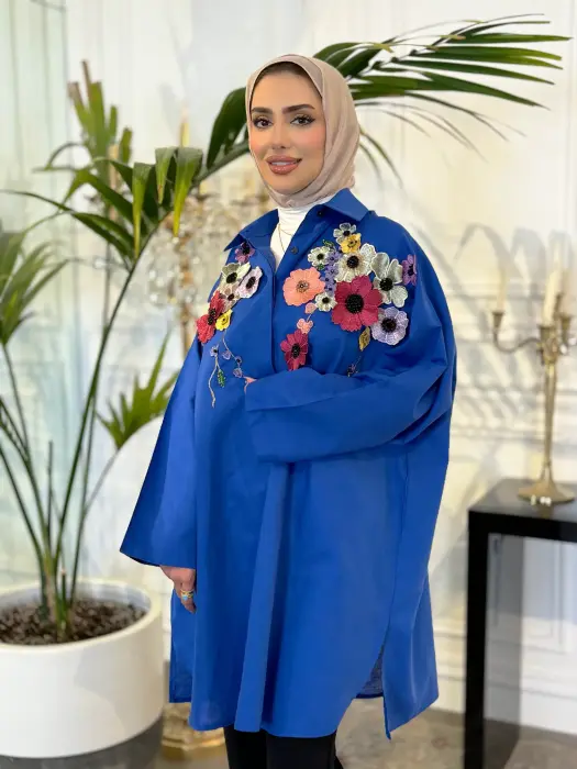 قميص من اللنن مع ورد وشك image 14