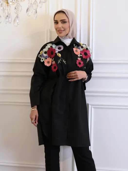 قميص من اللنن مع ورد وشك image 6