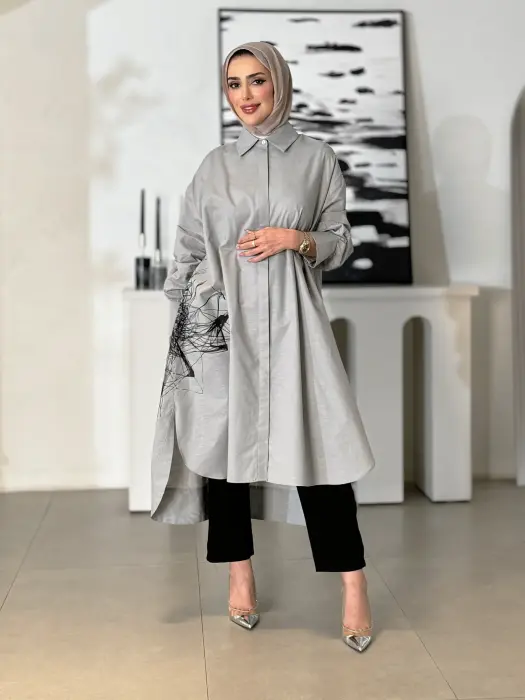 قميص لنن نسائي بقصة واسعة image 7