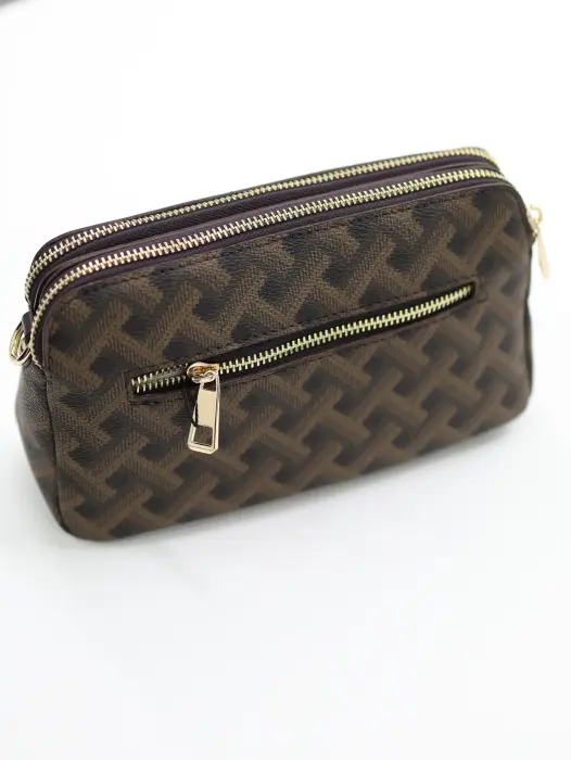 Patterned Double Zipper Shoulder Bag image 6