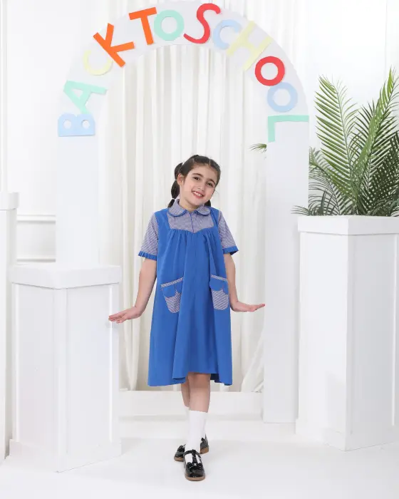 طقم مدرسي بناتي للروضة كمّ قصير image 1