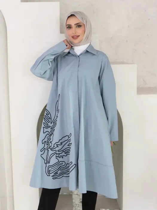 قميص طويل من القطن البوبلين image 5