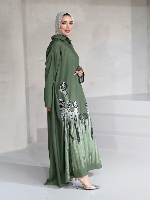 فستان قطني طويل بطبعة أنيقة image 4
