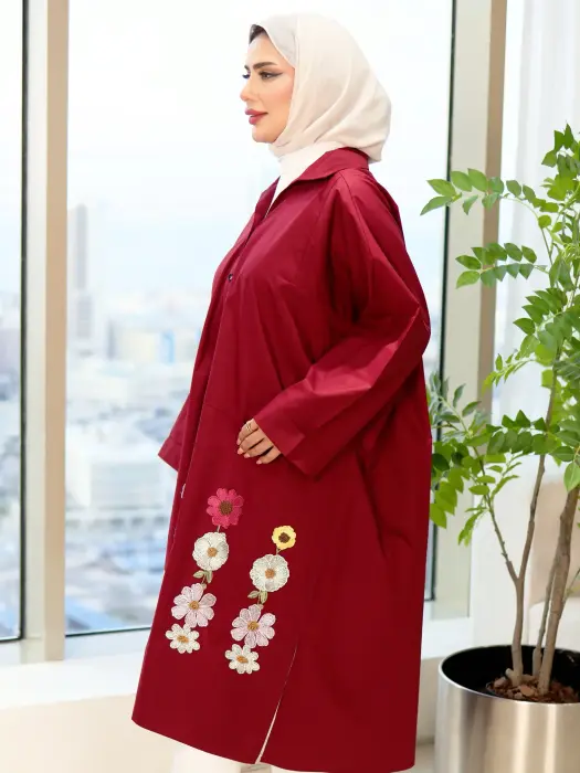 قميص نسائي طويل بتفاصيل ورد image 6