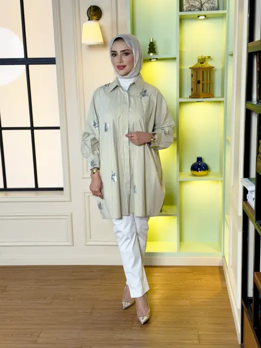 Striped cotton shirt - Turmeric striped - FS image 1