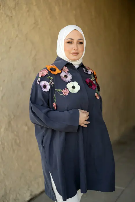 قميص من قماش التنسل - رمادي غامق - FS image 10