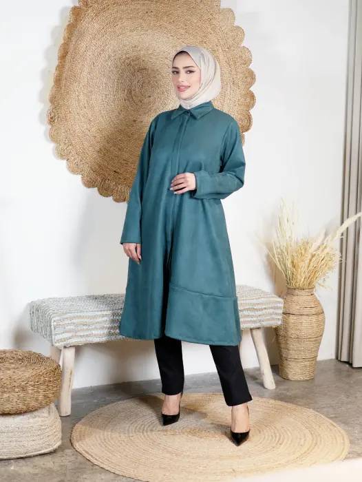 قميص طويل من خام الشامواه-بترولي-1 image 0
