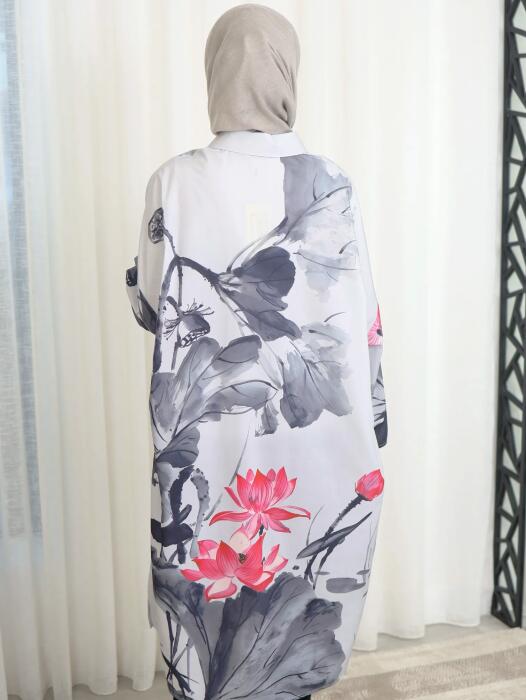 Long shirt made of comfortable cotton - Gray - FS image 4