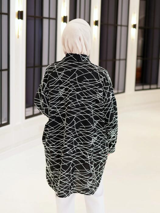 قميص قطني نسائي بخطوط هندسية image 7