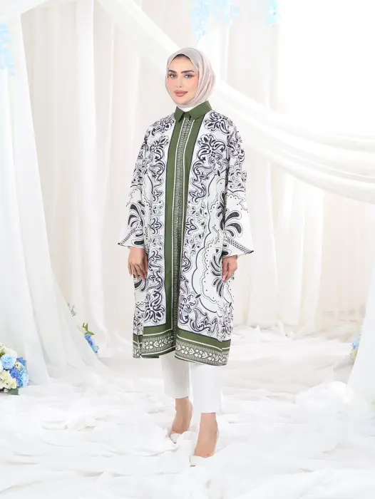 Long shirt in luxurious cotton - Oil Tree - FS image 0