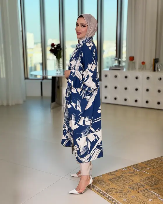 قميص طويل قطني مشجر image 7