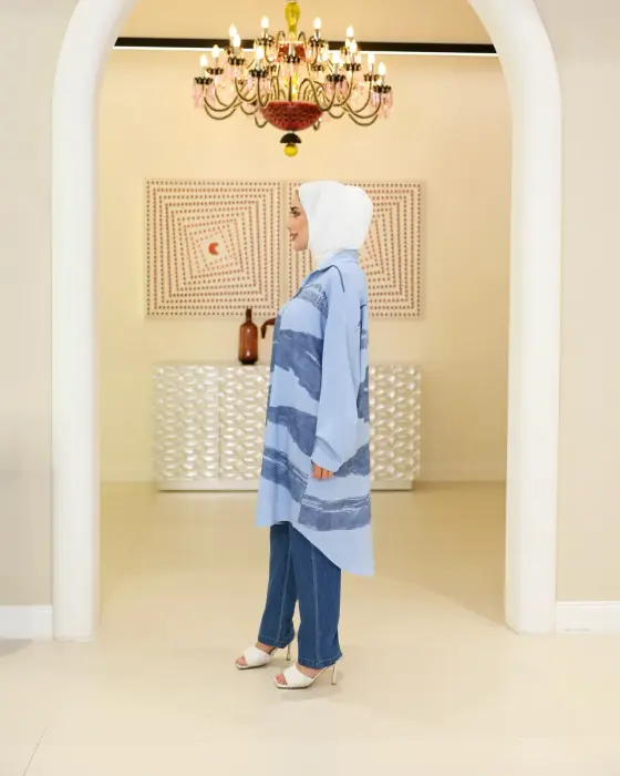 قميص كاجوال بقصة راهية-سماوي-fs image 1