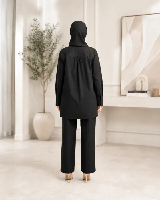 قميص قطني بشك - اسود - 5 image 1