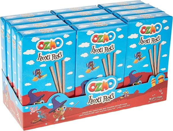 Ozmo Hoxi-Poxi Crispy biscuit sticks with milk cream covered with milk chocolate ( 12 Pcs ) image 0