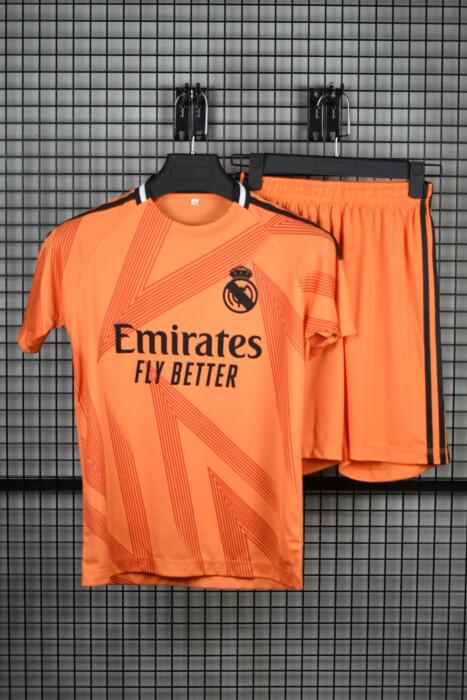 REAL MADRID 2024-25  T-SHIRT -      10YEAR   - ORANGE PRINT  - KIDS image 0