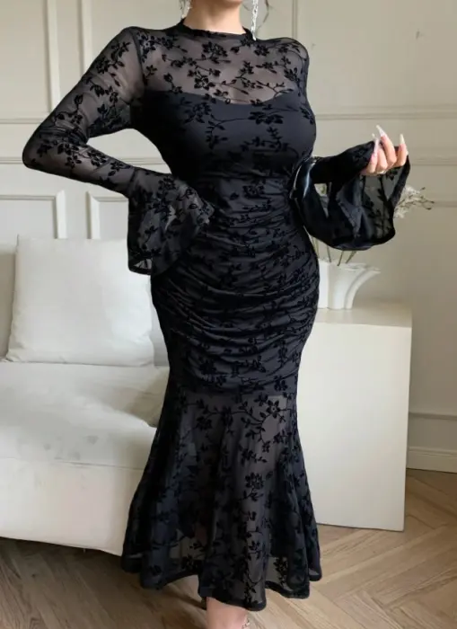 6784 فستان طويل -الأسود-L image 0