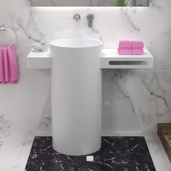 SOLID SURFACE BASIN WITH STAND-MATTE WHITE -PW32                                                                                                                                                                                                           image 1