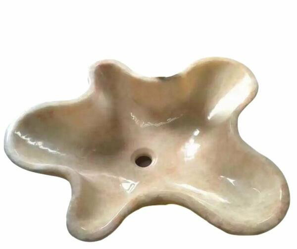 Art  Marbl  flower basin brown  Onyx  -AQ640                                                                                                                                                                                                               image 1