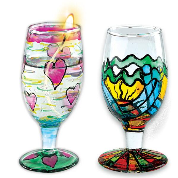 Glass Painted Candle Goblets image 1