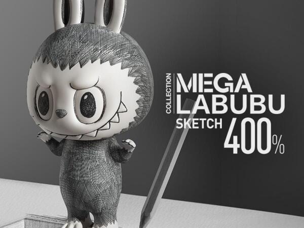 POP MART The Monsters MEGA LABUBU 400% Sketch Figure AUTHENTIC image 0