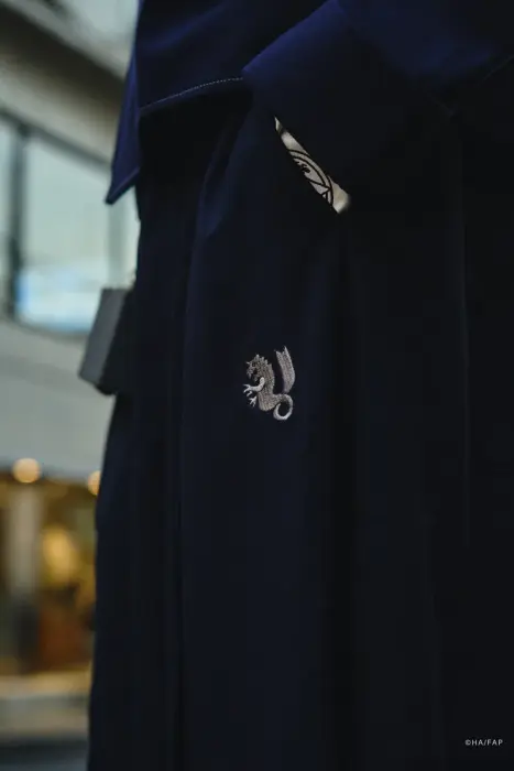 Military Crest Embroidered Layered Wide-Leg Pants image 1