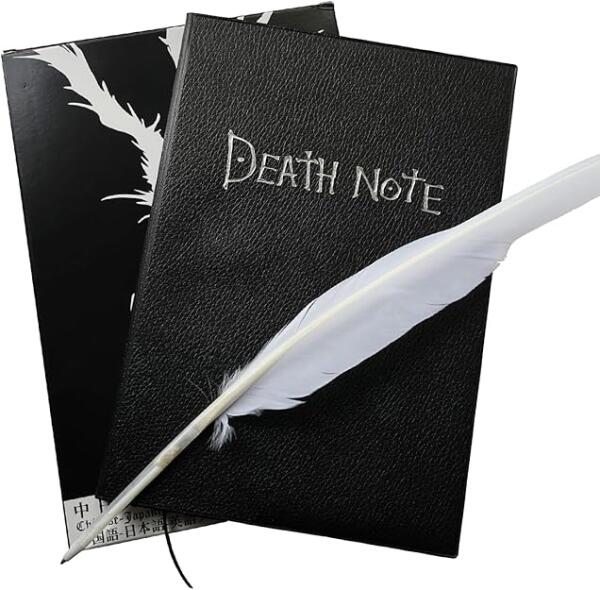 Death Note 4 PCS Notebook Set L Leather Journal and Necklace Feather Pen Anime Accessories image 0