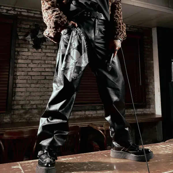 Leather Pants (with random Silk scarf) image 1