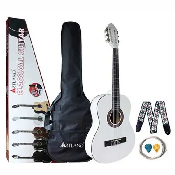 ARTLAND Linden 39" Top Back & Side Classical Guitar, White - CG860W image 0