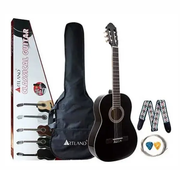 ARTLAND Linden 39" Top Back & Side Classical Guitar, Black - CG860BK image 0